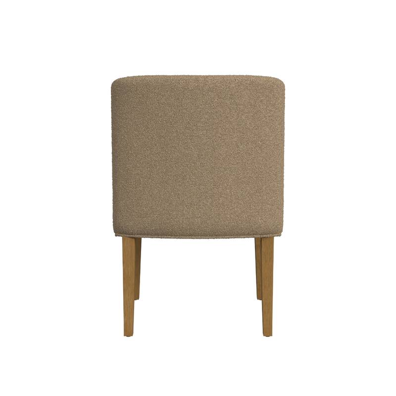 Kip Dining Chair with Honey Oak Wood Legs, Soft Brown Textured Boucle