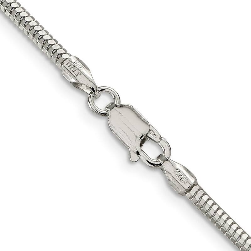 Curata 925 Sterling Silver 2.5mm Diamond Cut Snake Chain Necklace