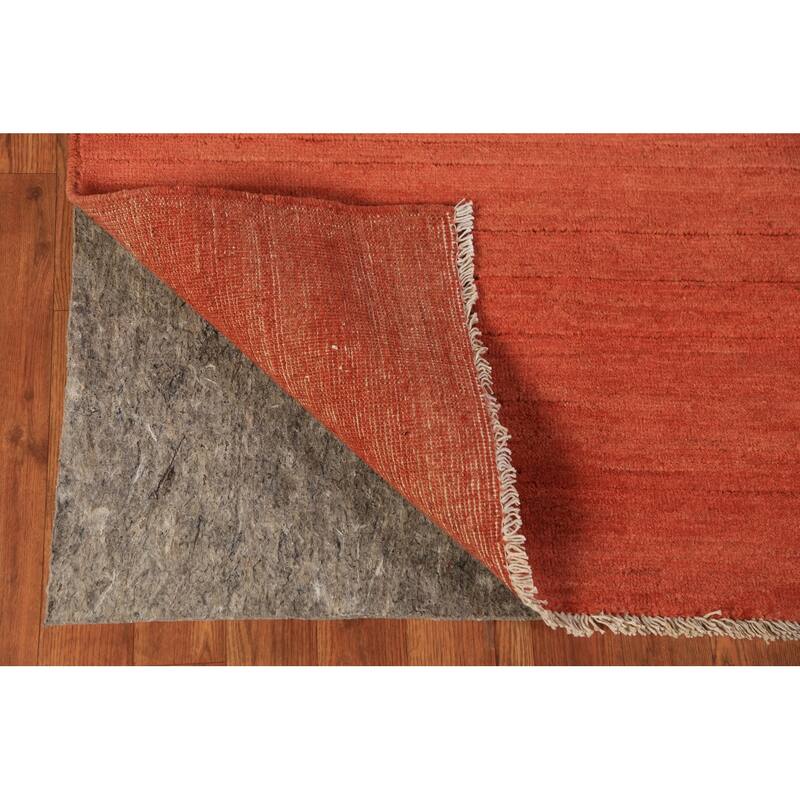 Stripe Orange Gabbeh Modern Rug Handmade Wool Carpet - 3'5" x 4'10"