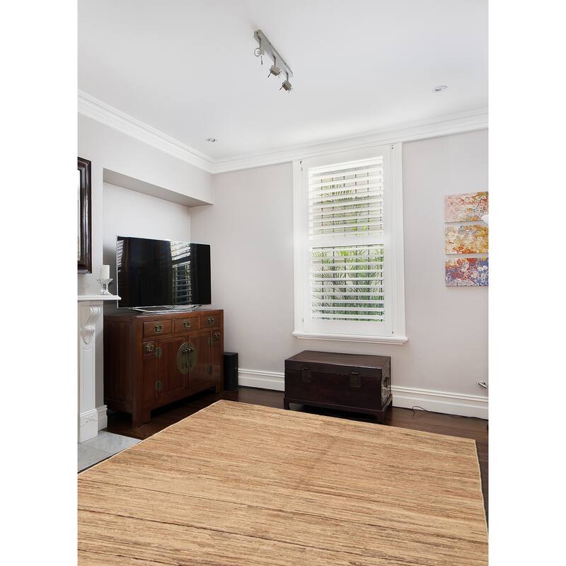 ECARPETGALLERY Flat-Weave Natural Tan Wool Tapestry Kilim - 5'9 x 6'4