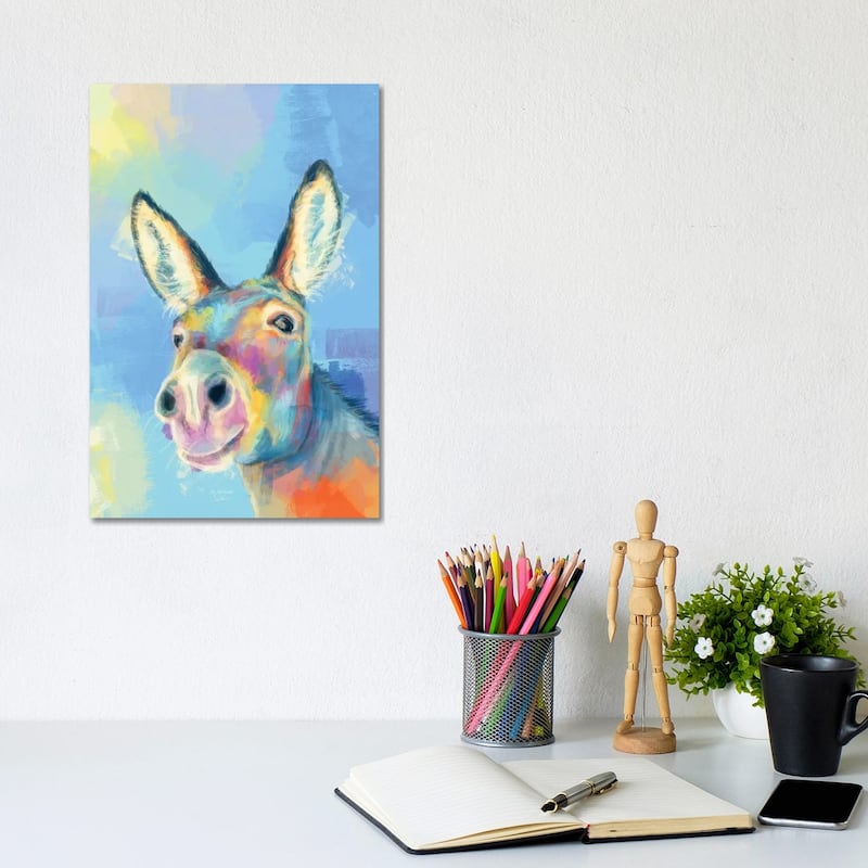 iCanvas "Carefree Donkey" by Flo Art Studio Canvas Print - 12x8x0.75