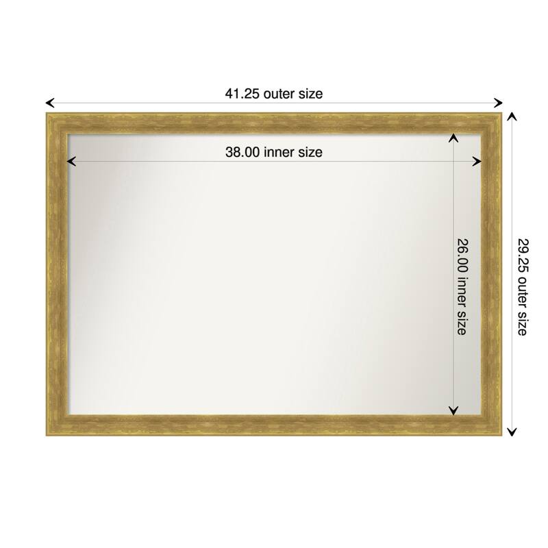 Angled Gold Framed Non-Beveled Custom Wall Mirror, Bathroom Vanity Mirror
