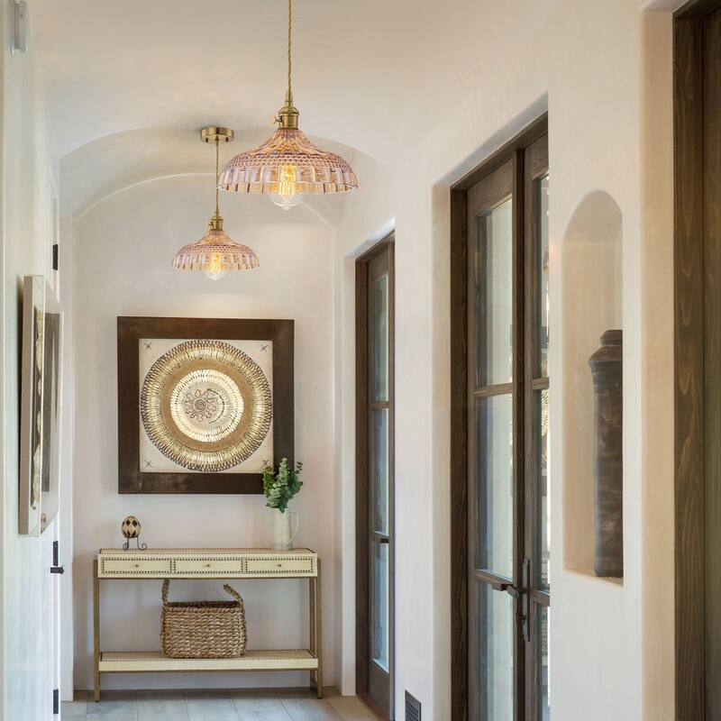 9.8'' Amber Glass Pendant Light for Kitchen Island