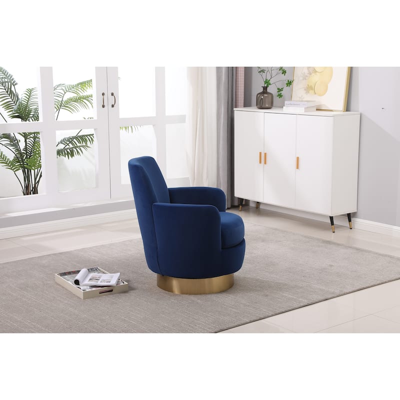 Velvet Swivel Barrel Chair for Living Room, 360° Swivel Accent Chair with Arms, Modern Round Barrel Armchair for Reading Corner