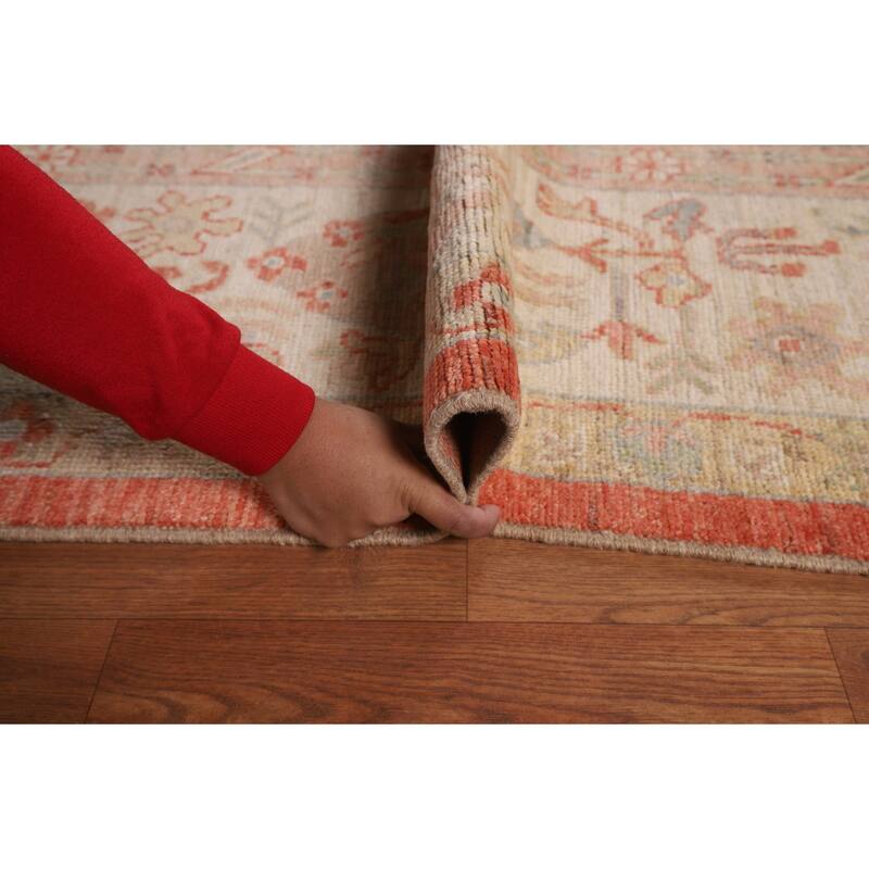 Orange Turkish Oushak Vegetable Dye Area Rug Handmade Wool Carpet - 9'4"x 12'1"