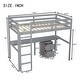 preview thumbnail 26 of 38, Twin Loft Wood Bed with Under-bed, Built-in Desk, a Storage Cabinet of 2 Drawers, Guardrails, Ladder