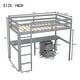 preview thumbnail 26 of 38, Twin Loft Wood Bed.Under-bed Built-in Desk and Storage Cabinet,Classic Wooden Bed Down Table