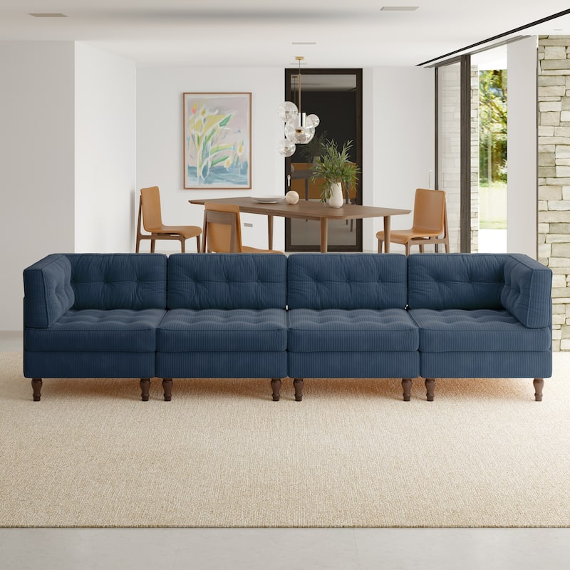 Oversized Modular Sectional Corduroy Fabric Tufted Sofa