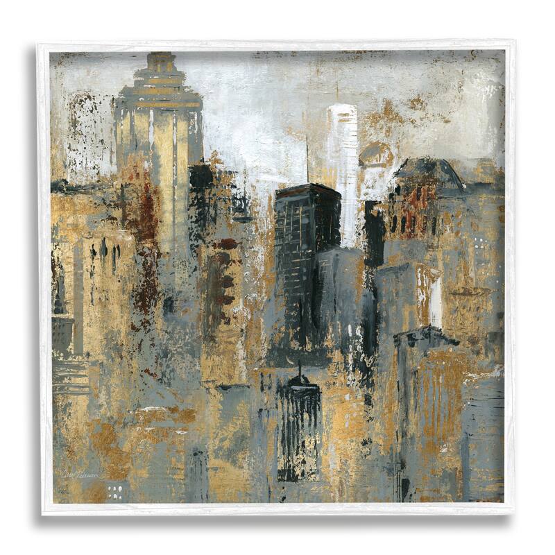 Stupell Abstract Cityscape Urban Buildings Modern Architecture Framed Wall Art, Design by Carol Robinson - Gold