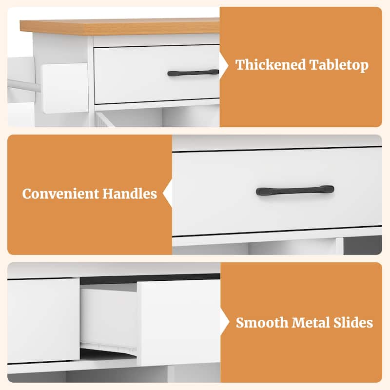 Costway Rolling Kitchen Island Kitchen Cart with Tilt-out Trash - See Details