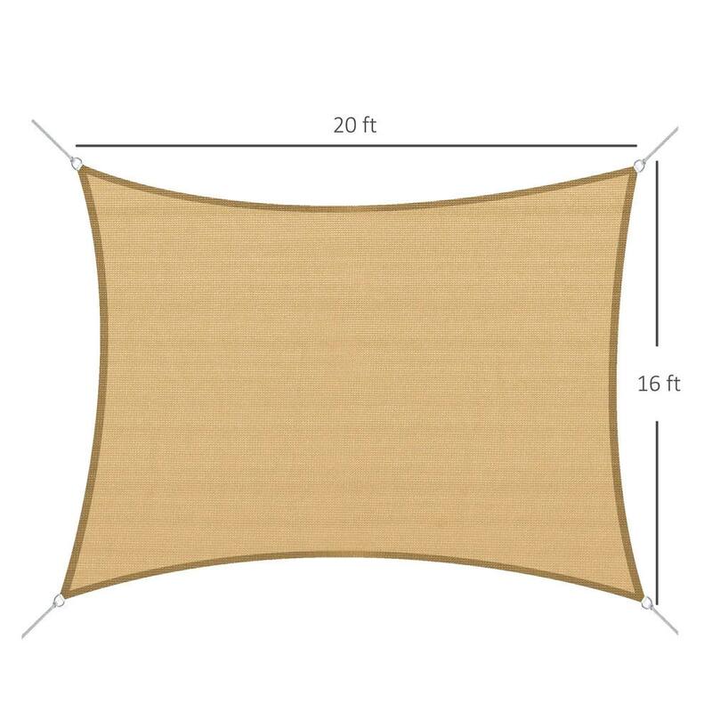 16'x20' Sun Shade Sail Canopy Outdoor Shade Sail Cloth for Patio Yard