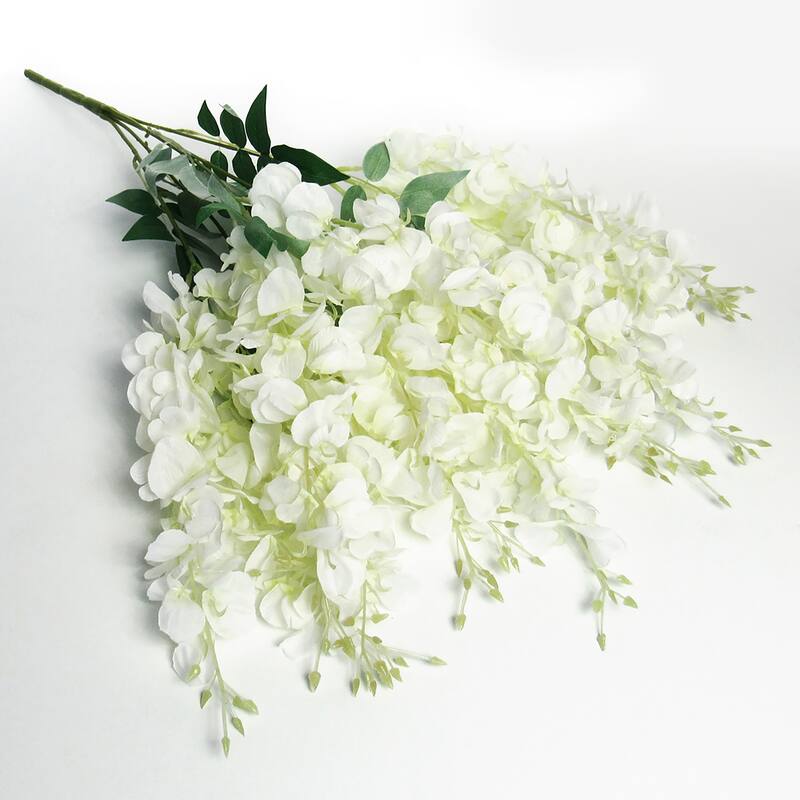 Set of 2 Artificial Hanging Wisteria Flower Stem Bush Bouquet 30in
