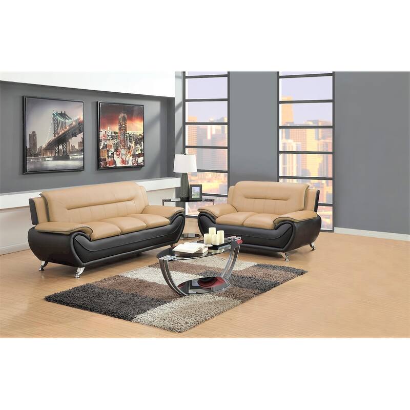 Sanuel 2 pieces living room sets - Camel/Black