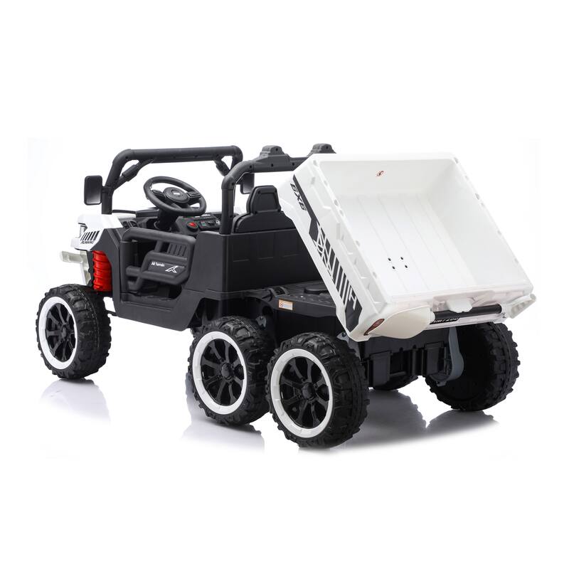 24V 2 Seater Ride on Dump Truck, 4WD 6-Wheel Ride on Toys with Remote Control, Ride on UTV Car with Electric Dump Bed