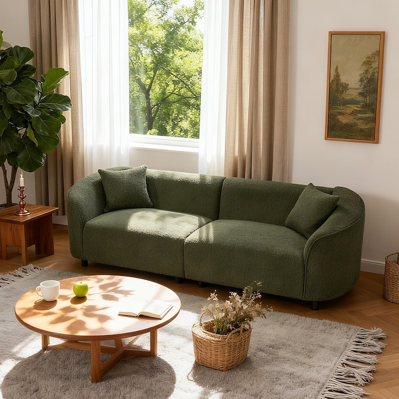 Christopher Knight Home - Allegra Sculptural Upholstered 87" Curved Sofa - Green