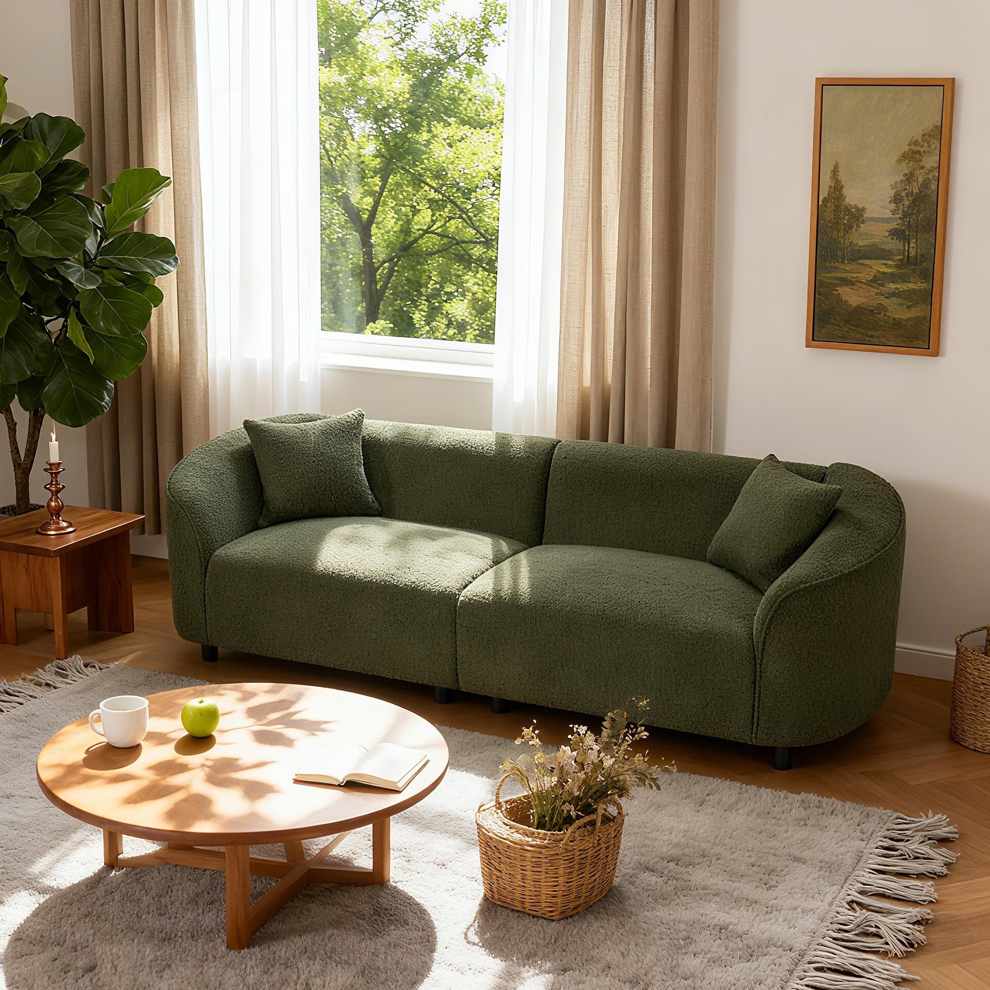 Christopher Knight Home - Allegra Sculptural Upholstered 87" Curved Sofa.