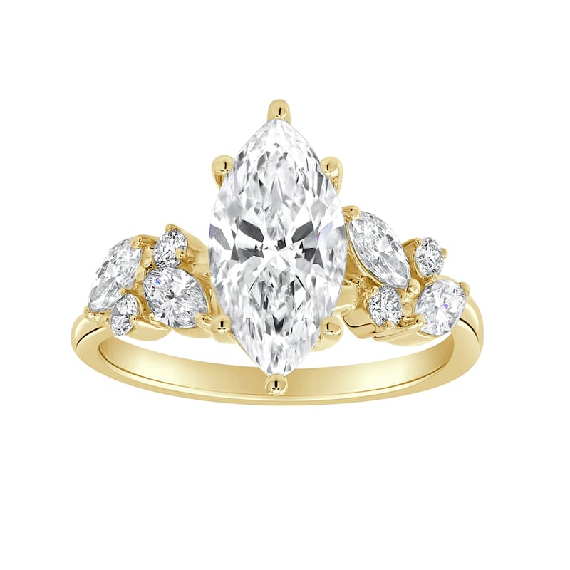 Auriya 14k Gold 5 3/5ctw Nature's Inspired Marquise Diamond Engagement Ring (F-G VS) - Yellow - 4
