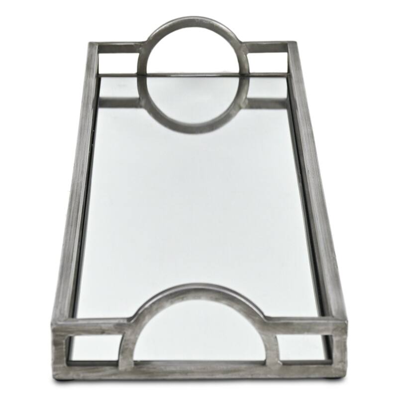 Verena Slim Rectangular Mirrored Tray - Silver