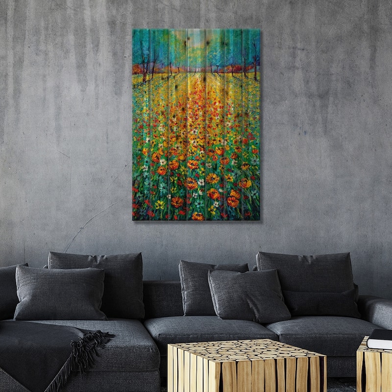Wild Flowers Print On Wood by Kimberly Adams - Multi-Color