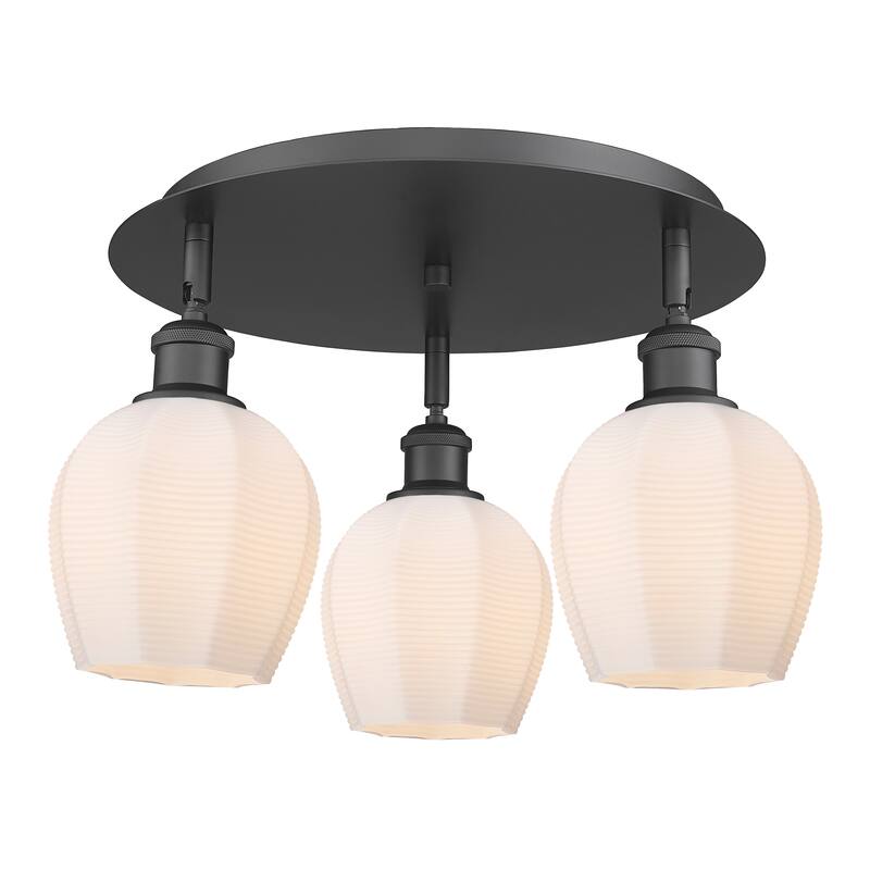Innovations Lighting Norfolk - 3 Light 18" Flush Mount - Matte White/Matte Black