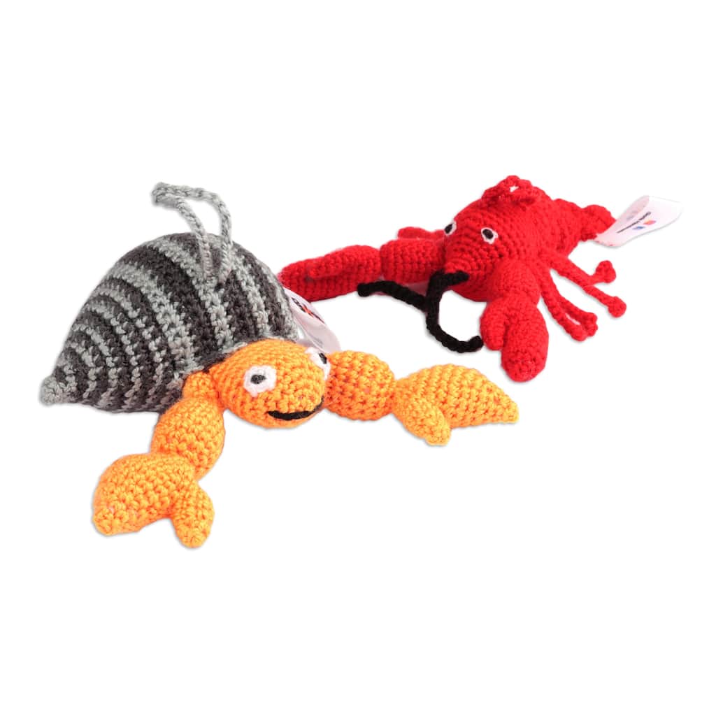 Novica Handmade Holidays From The Shore Crocheted Ornaments (Set Of 2)