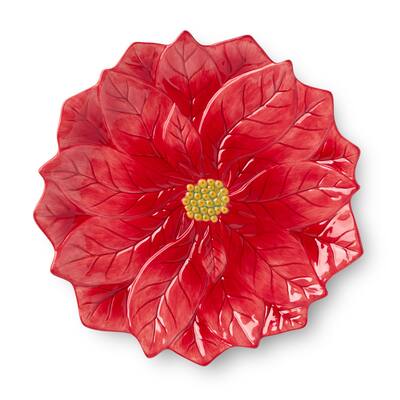 Certifed International Winter Blooms 3-D Poinsettia Platter 13" - 13 L x 13 W x 1.125 H