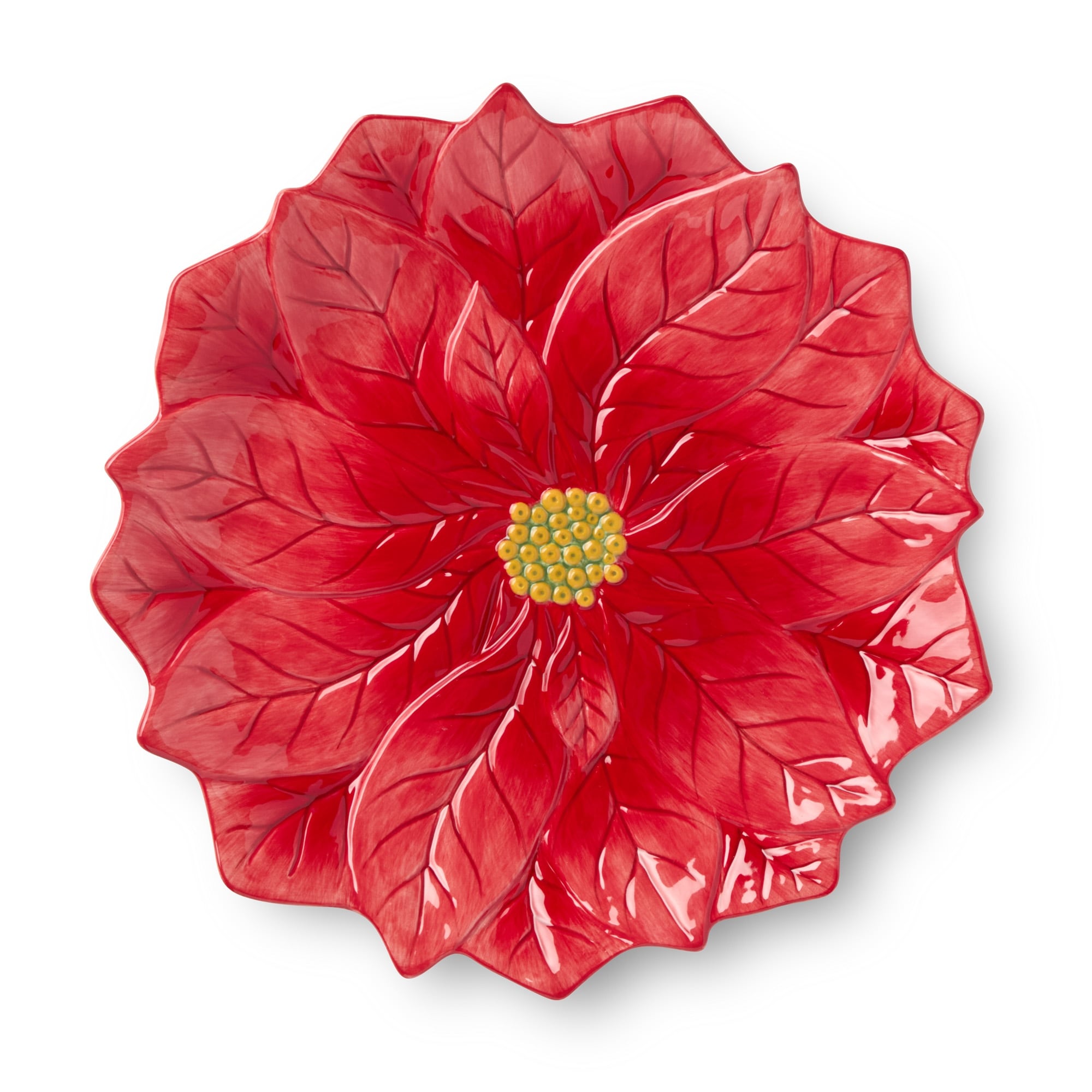 Certifed International Winter Blooms 3-D Poinsettia Platter 13" - 13 L x 13 W x 1.125 H
