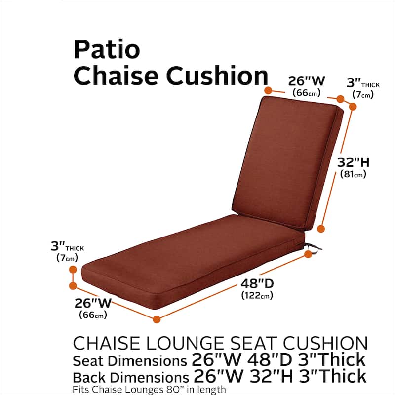 Classic Accessories Montlake Water-resistant Patio Chaise Lounge Cushion