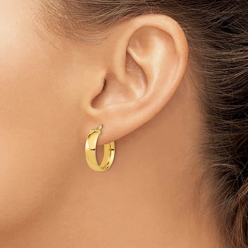 Curata 14k Yellow Gold Polished 20x5mm Domed Classic Earrings