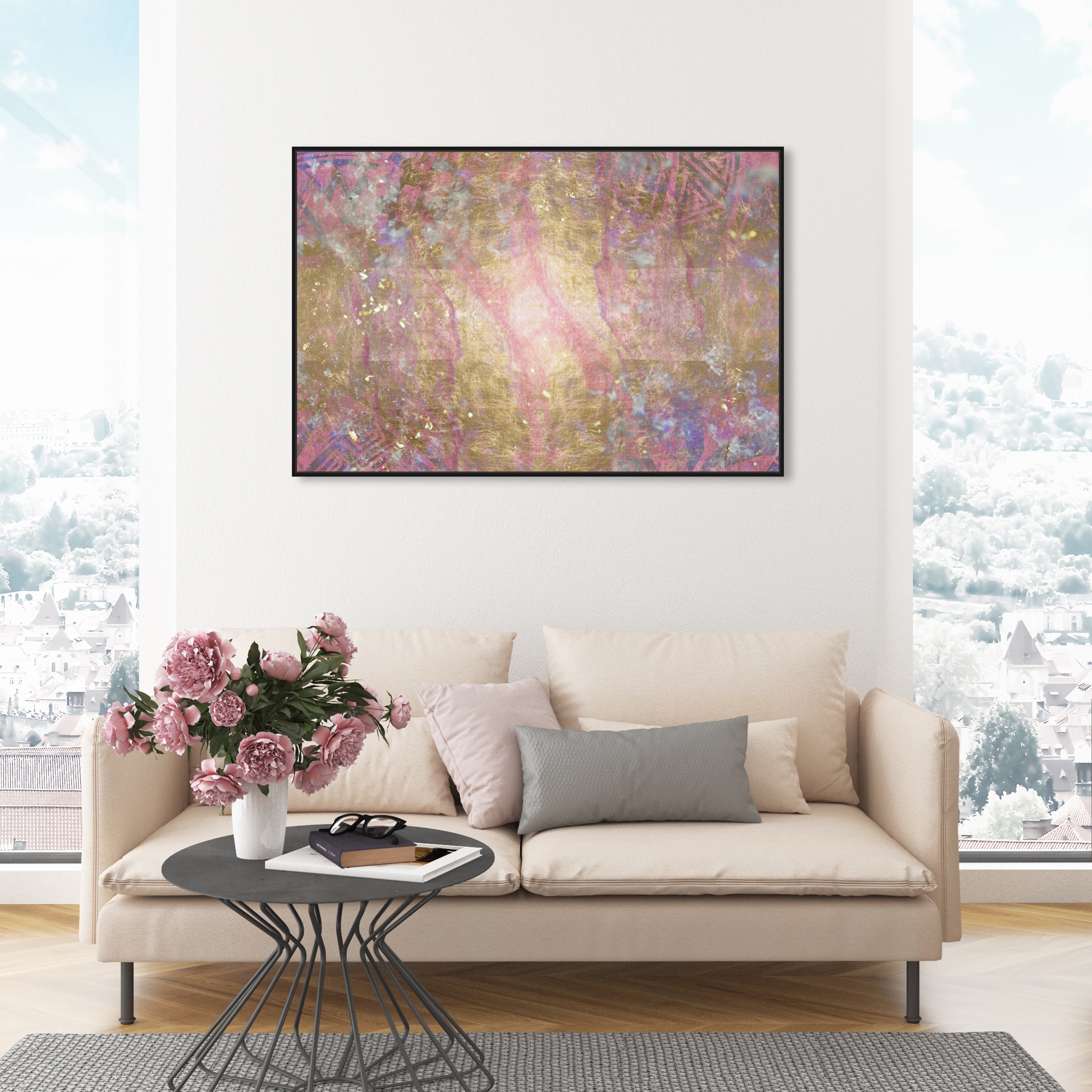 Oliver Gal 'Diamond Dreams' Abstract Wall Art Framed Canvas Print Textures  Gold, Pink Bed Bath  Beyond 32480584