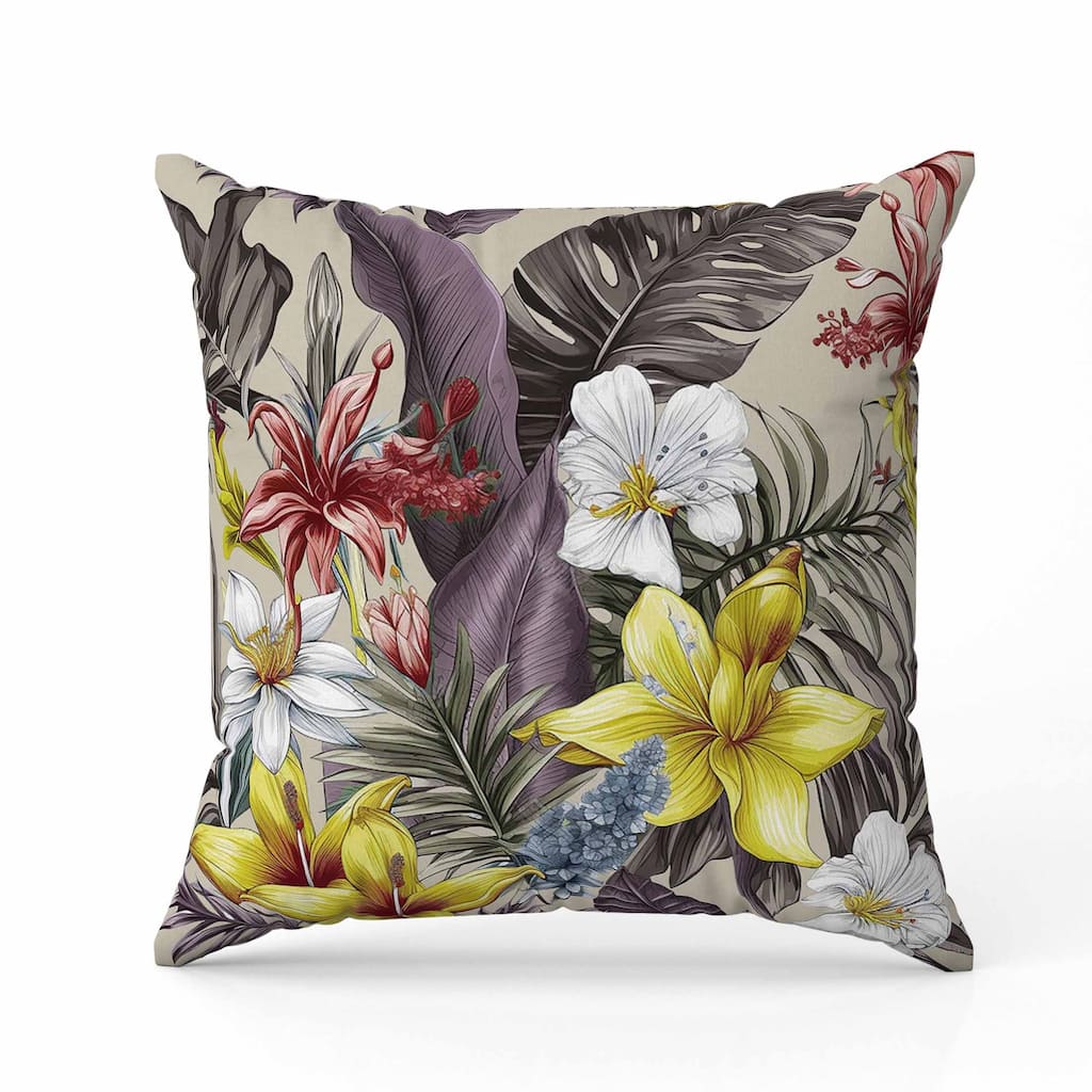 Rainforest Reverie Faux Suede Reversible Throw Pillow Pearl and Multi