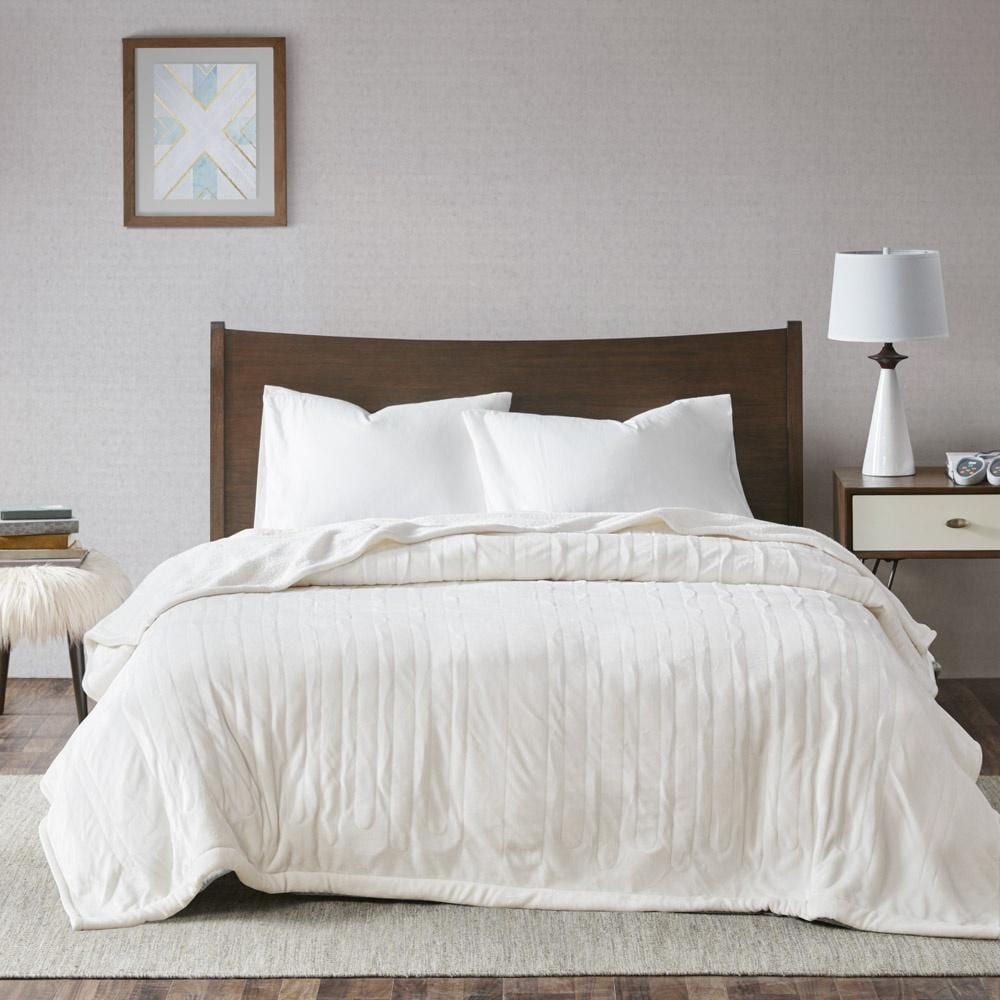 King Ultra Soft Heated Blanket with Automatic Timer Ivory