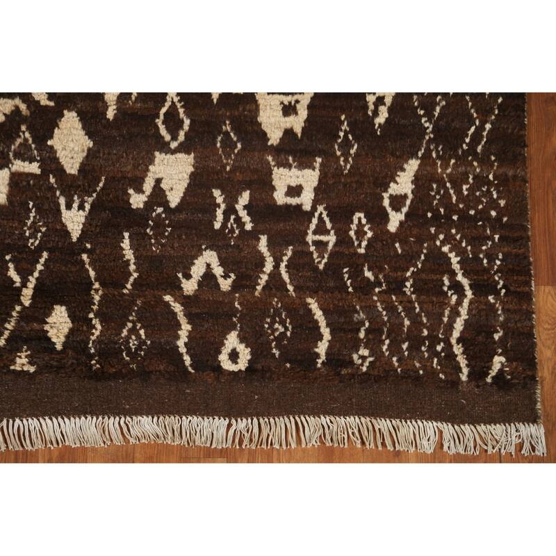 Tribal Moroccan Oriental Wool Area Rug Hand-knotted Office Carpet - 5'4" x 8'5"