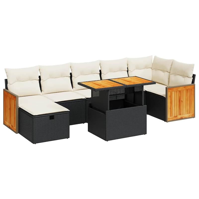 vidaXL Patio Sofa Set with Cushions Outdoor Conversation Furniture Poly Rattan