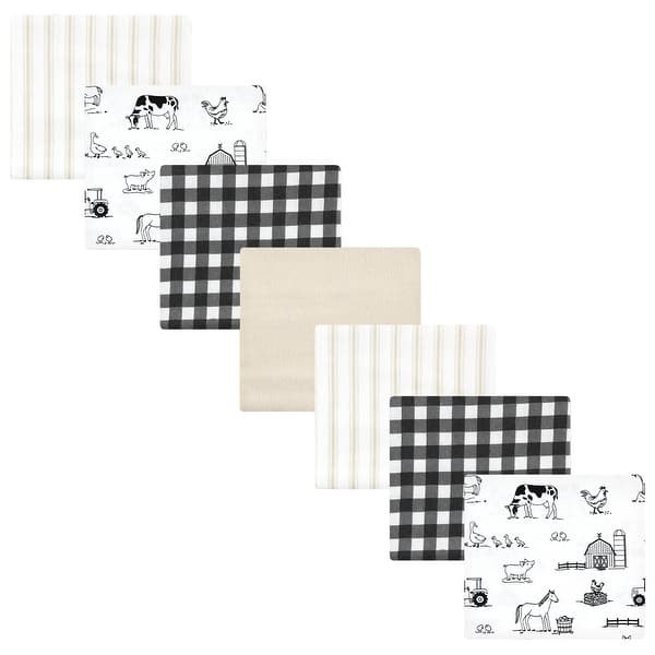 slide 1 of 1, Hudson Baby Unisex Cotton Flannel Receiving Blankets Bundle, Neutral Farm, One Size - Neutral Farm - One Size One Size - Neutral Farm