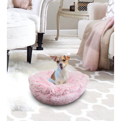 Bessie and Barnie Ultra Plush Bubble Gum Deluxe Shag Dog/ Pet Lily Pod Bed - 24"