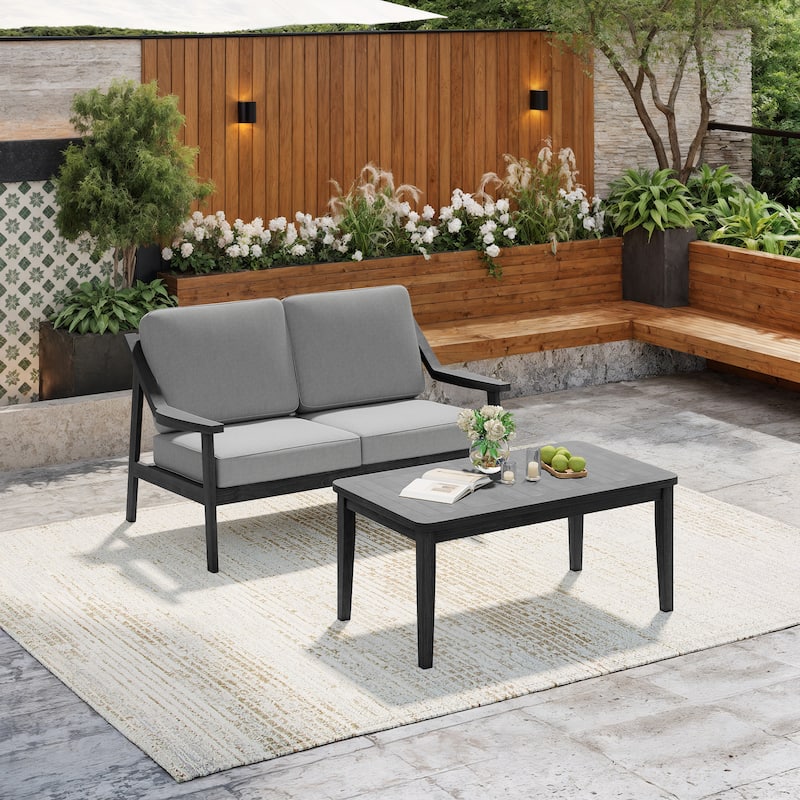 Outdoor Patio Wood Bistro Set/Loveseat Set
