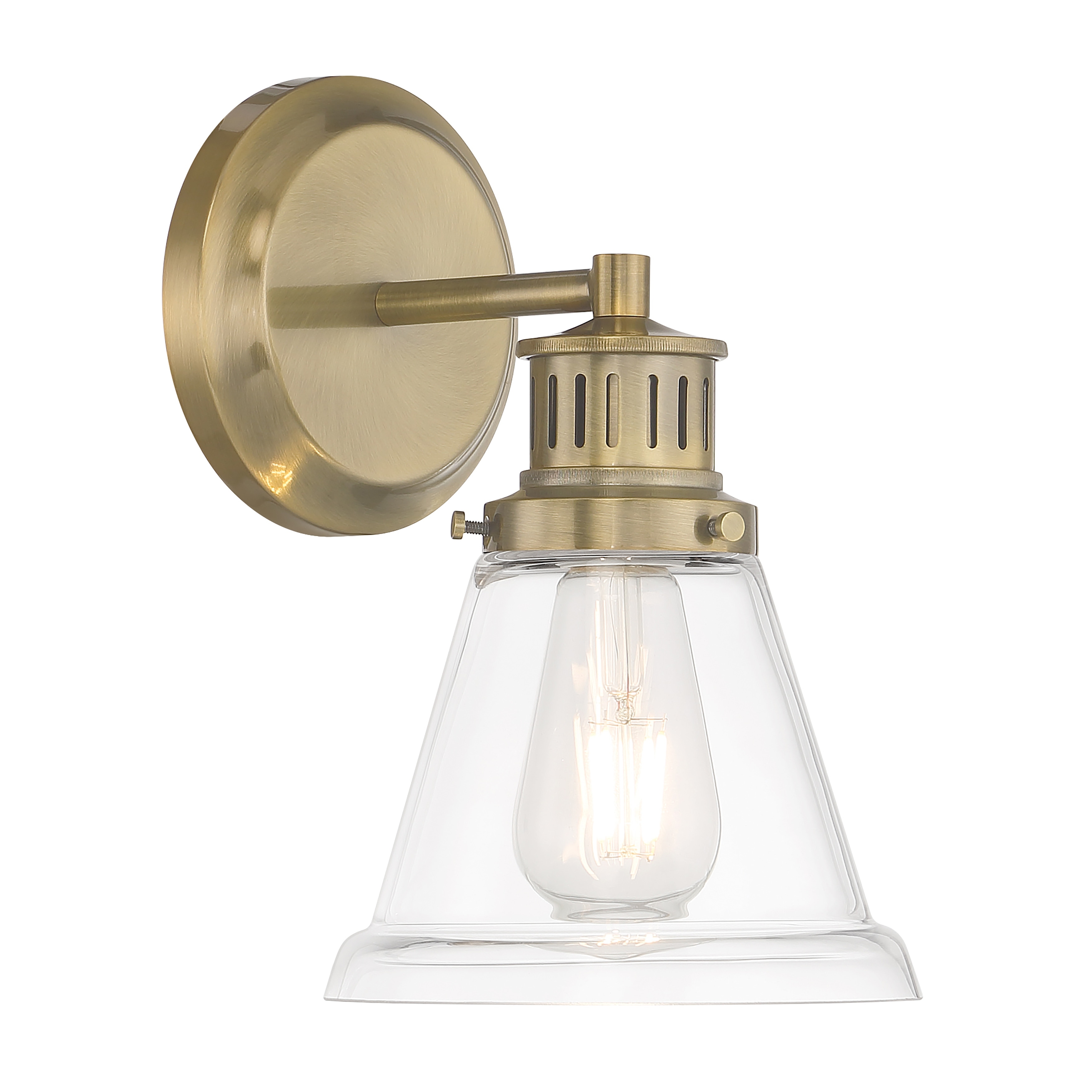 Alden Bath Light - Antique Brass, Clear