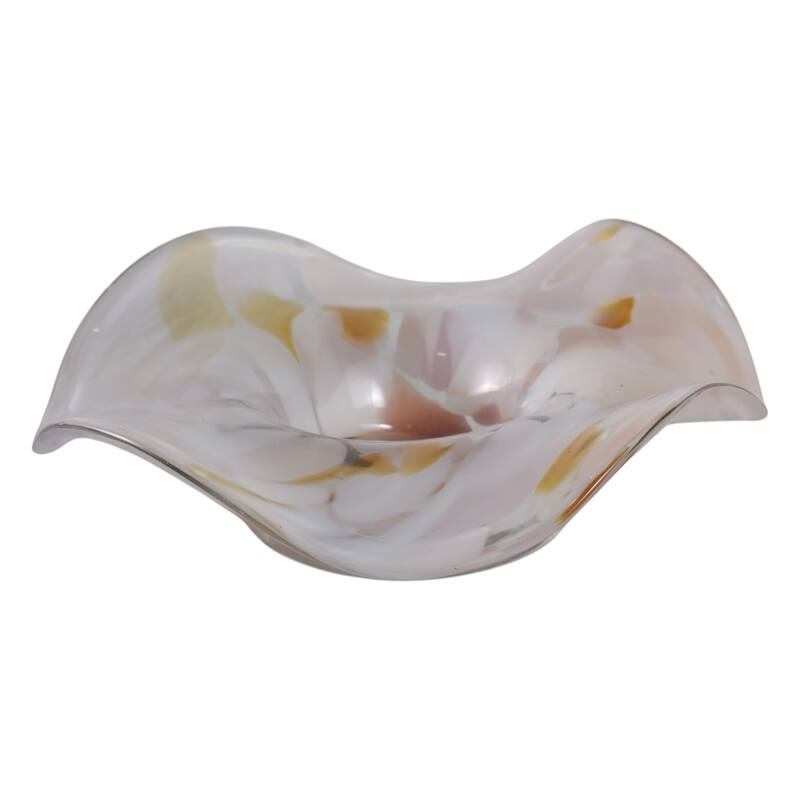 Glass Decorative Bowl Wavy Freeform Silhouette Home Decor - 9" Yellow - 9.5" x 7.5" x 2.75"