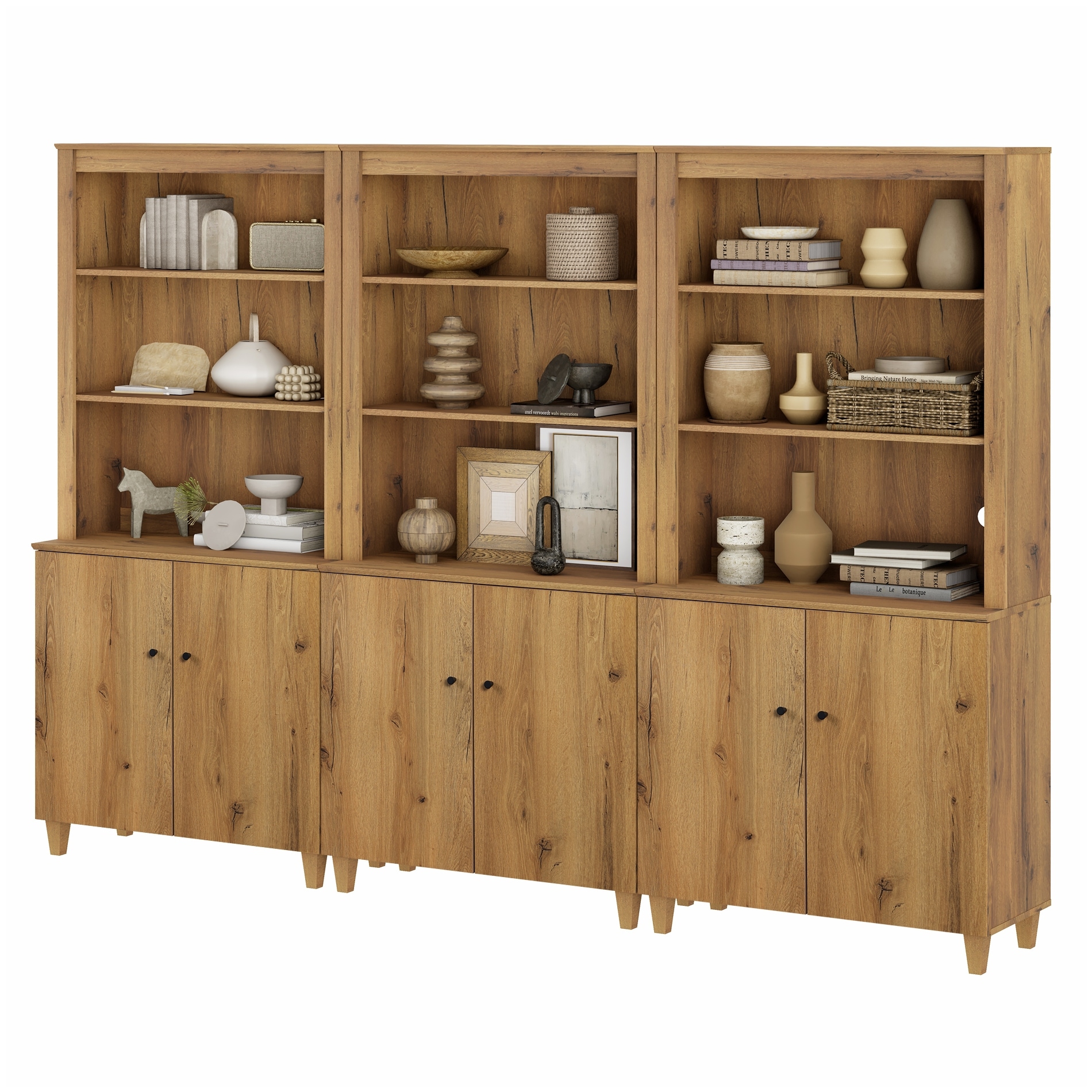 Modern 71" Tall Bookcase with Shelves & Storage Cabinet for Home Office