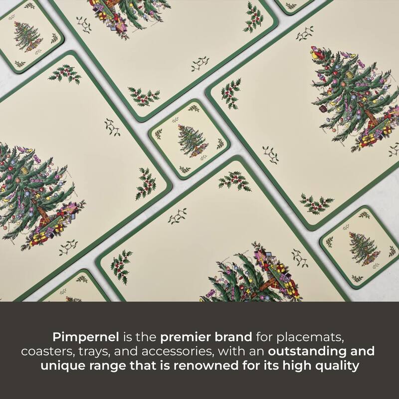 Pimpernel Set of 6 Christmas Tree Coasters - 4" L x 4" W