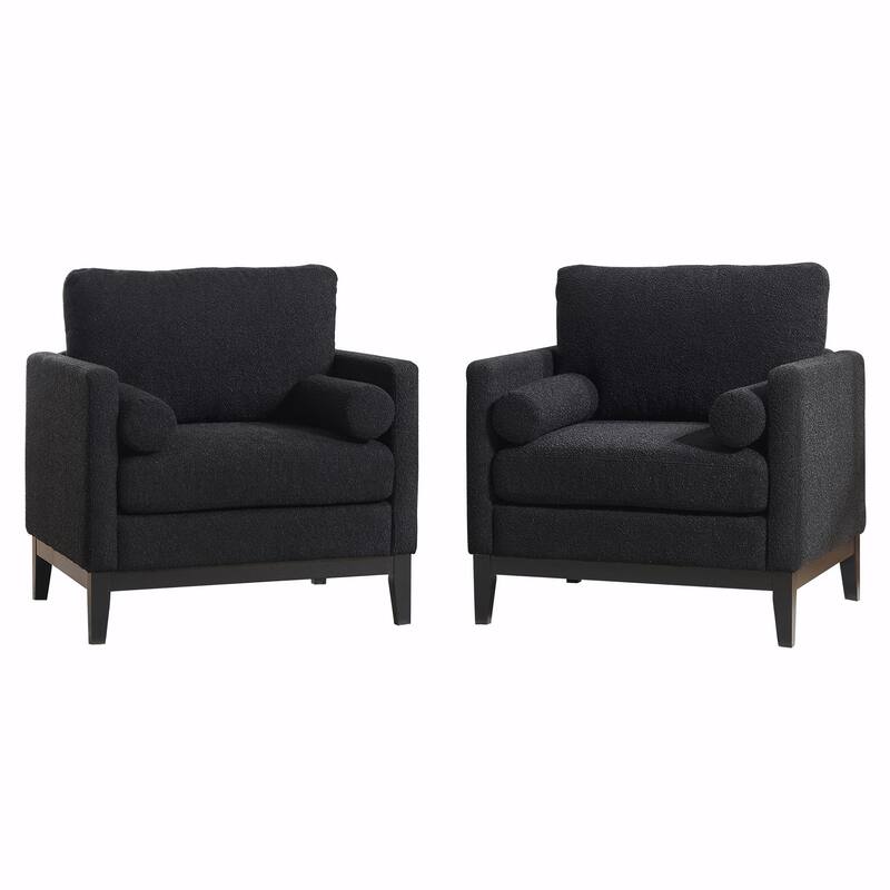 Boucle Armchair with Storage Ottoman - 300lb Capacity, Farmhouse Style
