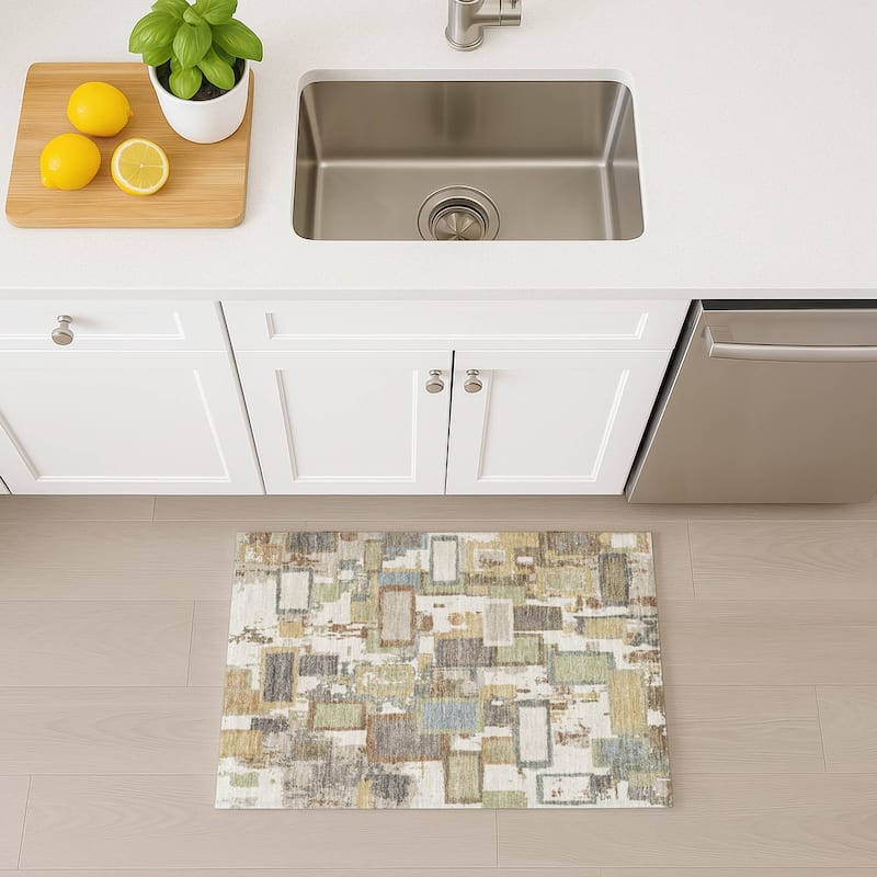 Machine Washable Indoor/ Outdoor Contemporary Geo Chantille Rug