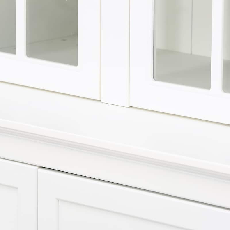 2x 75.25'' Tall Display Cabinets and Two Triangle Sided Bookshelves, 105.5'' Wide Retro Style Wall Suit with Glass Doors