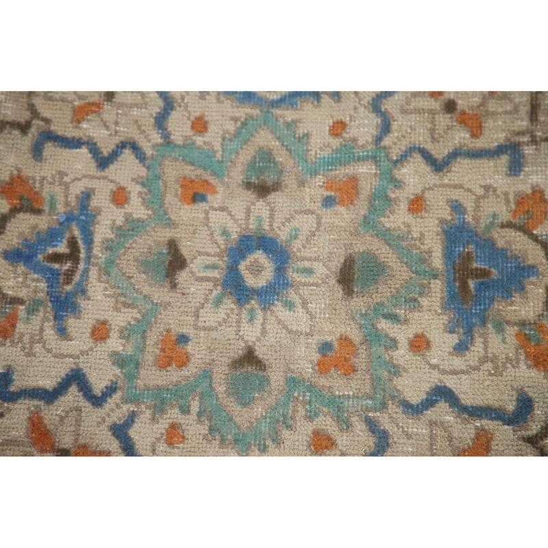 Hand Knotted Oriental 100% Wool Carpet Traditional Floral Beige & Ivories Tabriz Area Rug - 13' 1'' X 9' 9''