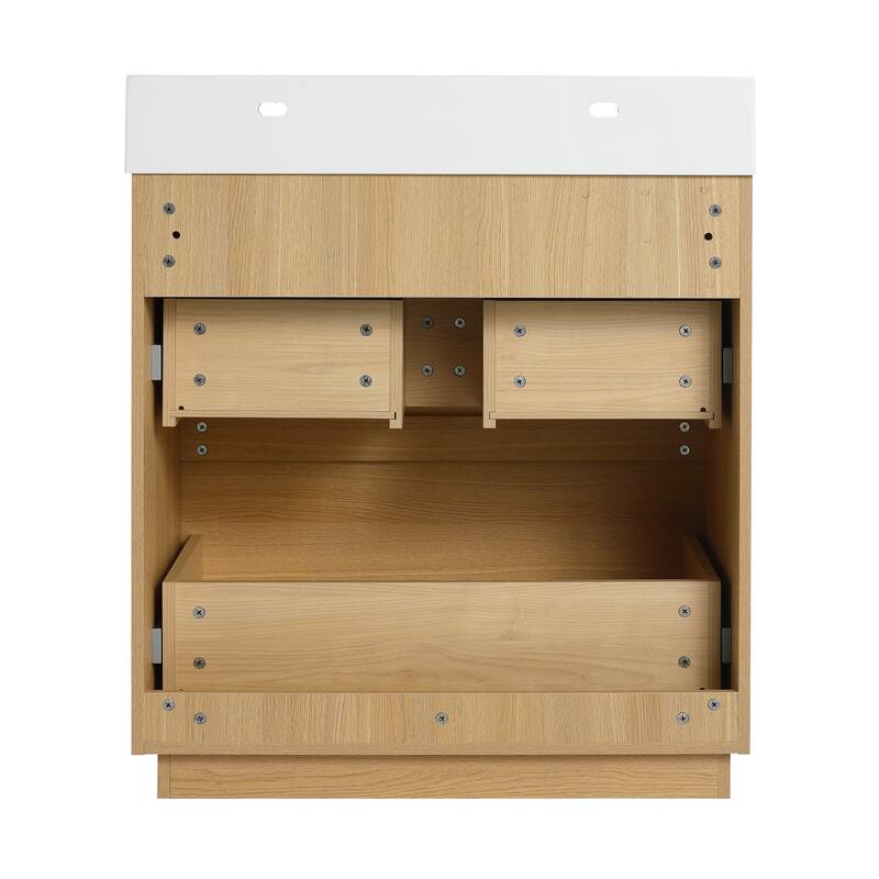 GDFStudio - Geneva Modern Wall-Mounted Bathroom Vanity Set with 2 Soft Close Drawers, Sink NOT INCLUDED