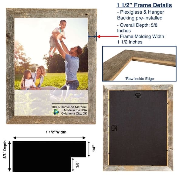 5X7 Natural Weathered Grey Picture Frame With Plexiglass Holder