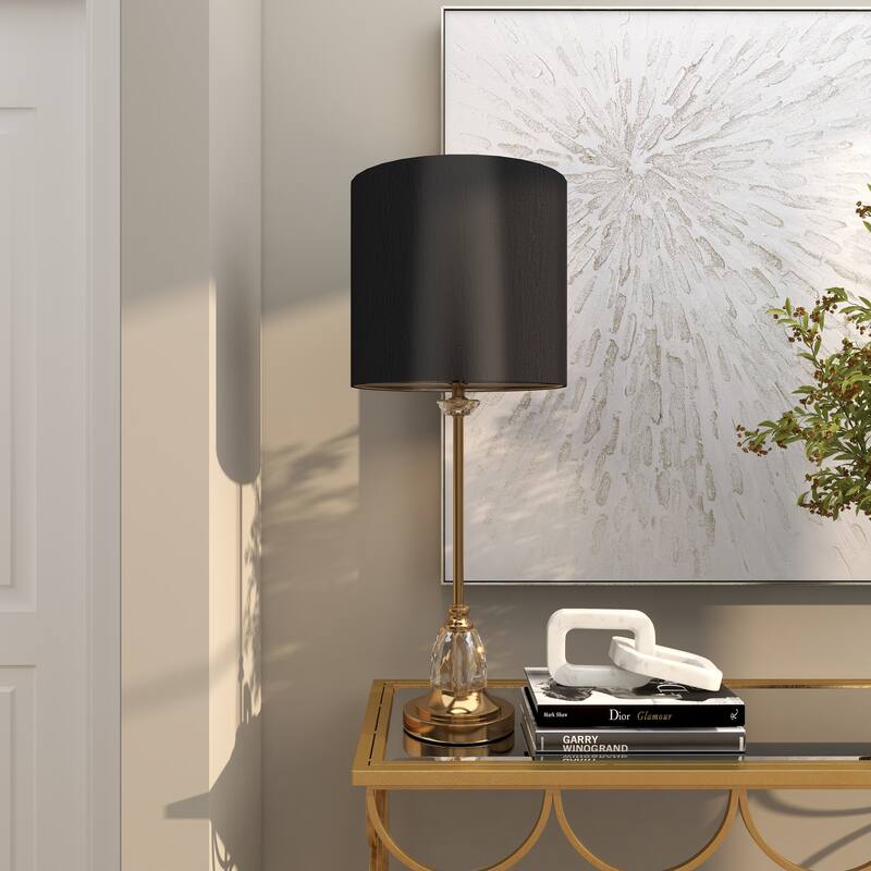 Crystal Room Table or Buffet Lamp with Black Shade and Gold Accents - Black or Gold - Roche River Decor
