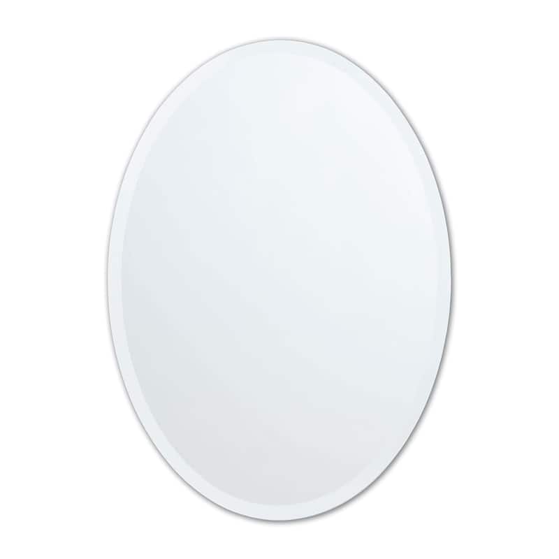 Vera 20 in. x 28 in. Small Frameless Oval Mirror in Silver
