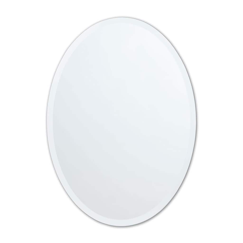 Vera 20 in. x 28 in. Small Frameless Oval Mirror in Silver